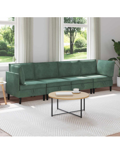 Set di mobili per il soggiorno 4 pcs Verde Mare Velluto