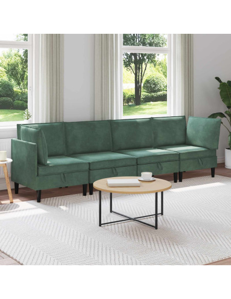 Set di mobili per il soggiorno 4 pcs Verde Mare Velluto