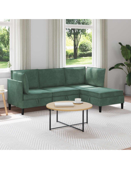 Set di mobili per il soggiorno 4 pcs Verde Mare Velluto