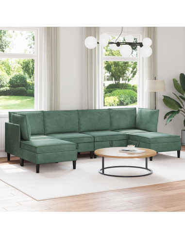 Set di mobili per il soggiorno 6 pcs Verde Mare Velluto
