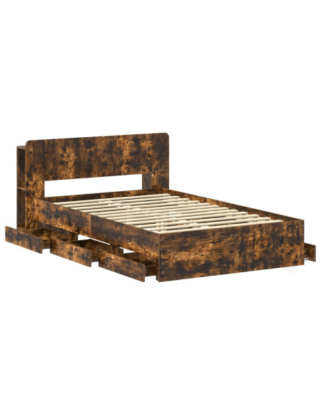 Telaio del letto con storage Rovere Fumo 120 x 190 cm