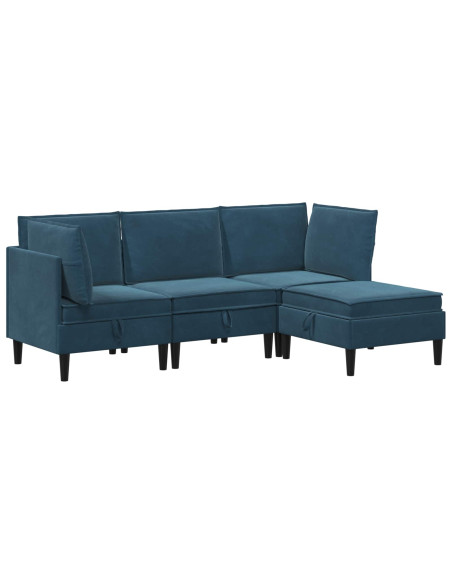 Set di mobili per il soggiorno con cuscino 4 pcs Blu Velluto