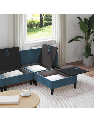 Set di mobili per il soggiorno con cuscino 4 pcs Blu Velluto