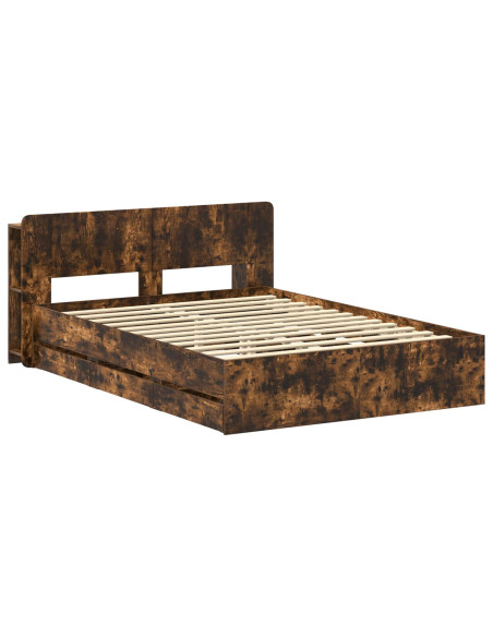 Telaio del letto con storage Rovere Fumo 135 x 190 cm