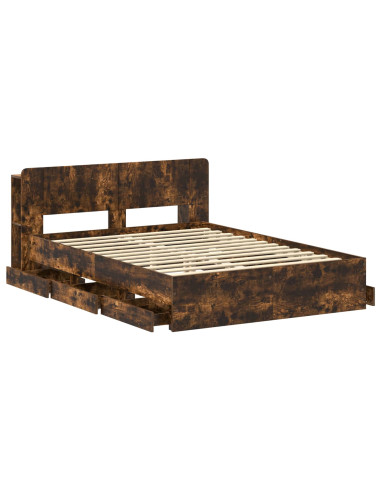 Telaio del letto con storage Rovere Fumo 135 x 190 cm