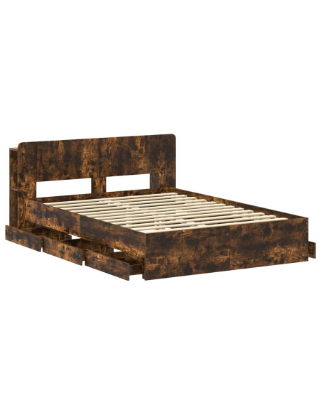 Telaio del letto con storage Rovere Fumo 135 x 190 cm