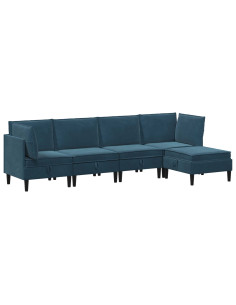 Set di mobili per il soggiorno con cuscino 5 pcs Blu Velluto 2