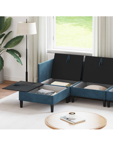 Set di mobili per il soggiorno con cuscino 5 pcs Blu Velluto