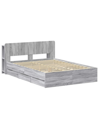 Telaio del letto con storage Sonoma grigio 140 x 200 cm