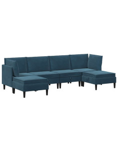 Set di mobili per il soggiorno con cuscino 6 pcs Blu Velluto 2