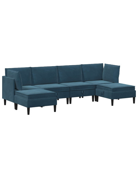 Set di mobili per il soggiorno con cuscino 6 pcs Blu Velluto