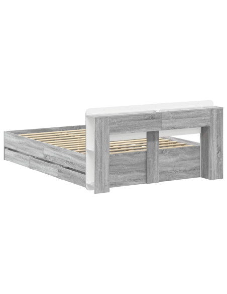 Telaio del letto con storage Sonoma grigio 140 x 200 cm