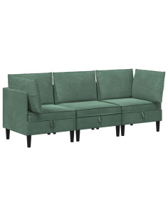 Set di mobili per il soggiorno 3 pcs Verde Mare Velluto 2