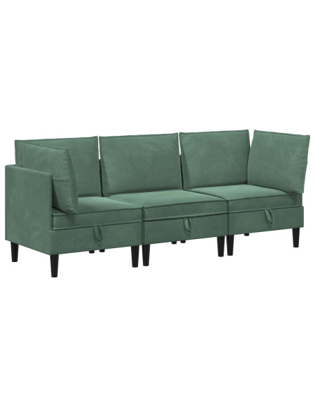 Set di mobili per il soggiorno 3 pcs Verde Mare Velluto