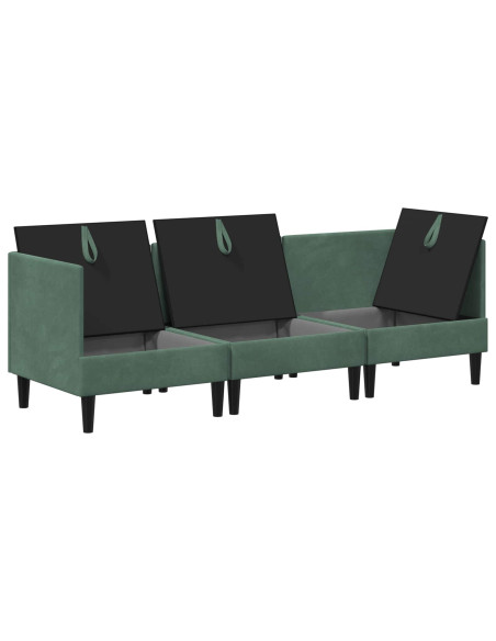 Set di mobili per il soggiorno 3 pcs Verde Mare Velluto