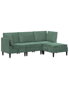 Set di mobili per il soggiorno 4 pcs Verde Mare Velluto 2