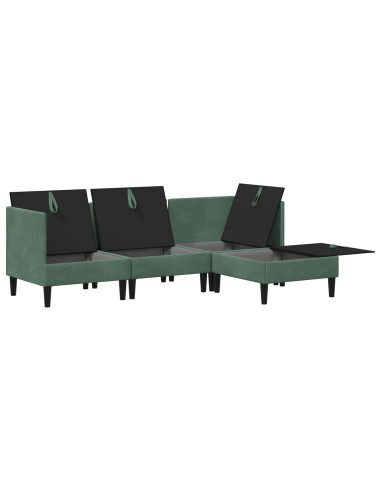 Set di mobili per il soggiorno 4 pcs Verde Mare Velluto