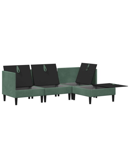Set di mobili per il soggiorno 4 pcs Verde Mare Velluto