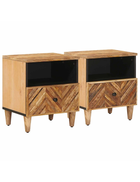 Comodino 2 pcs Marrone 50 x 33 x 60 cm Legno di mango massello