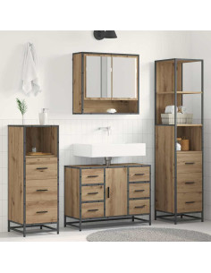 Set di mobili per il bagno con porta 3 pcs Rovere artigianale
