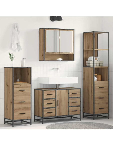 Set di mobili per il bagno con porta 3 pcs Rovere artigianale