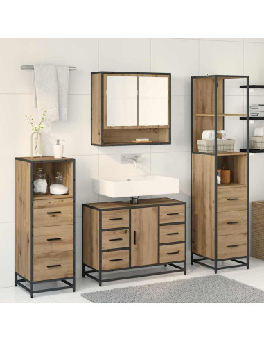 Set di mobili per il bagno con porta 3 pcs Rovere artigianale
