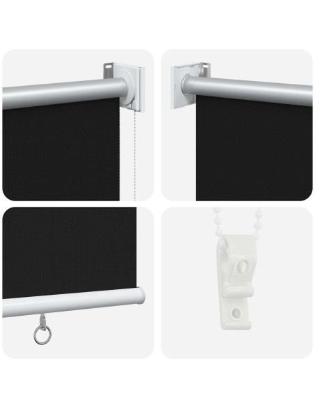 Voletta a rullo con protezione UV Nero 180 x 140 cm Poliestere