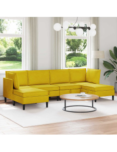 Set di mobili per il soggiorno con cuscino 6 pcs Giallo Velluto