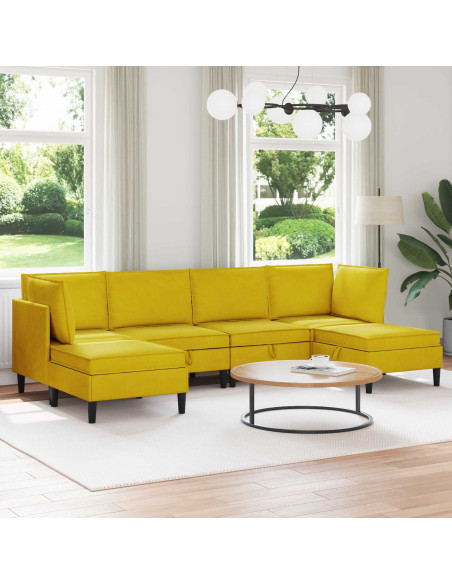 Set di mobili per il soggiorno con cuscino 6 pcs Giallo Velluto