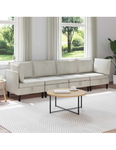 Set di mobili per il soggiorno con cuscino 4 pcs Crema Velluto