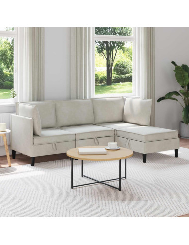 Set di mobili per il soggiorno con cuscino 4 pcs Crema Velluto
