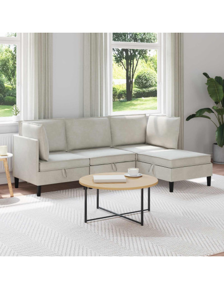Set di mobili per il soggiorno con cuscino 4 pcs Crema Velluto