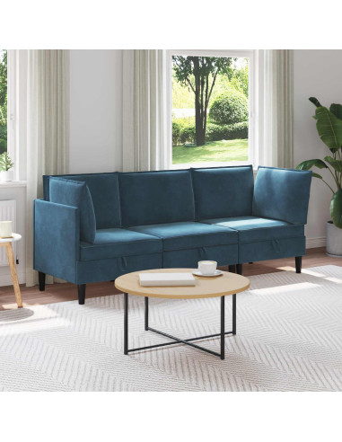 Set di mobili per il soggiorno con cuscino 3 pcs Blu Velluto