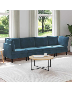 Set di mobili per il soggiorno con cuscino 4 pcs Blu Velluto
