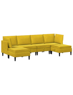 Set di mobili per il soggiorno con cuscino 6 pcs Giallo Velluto 2