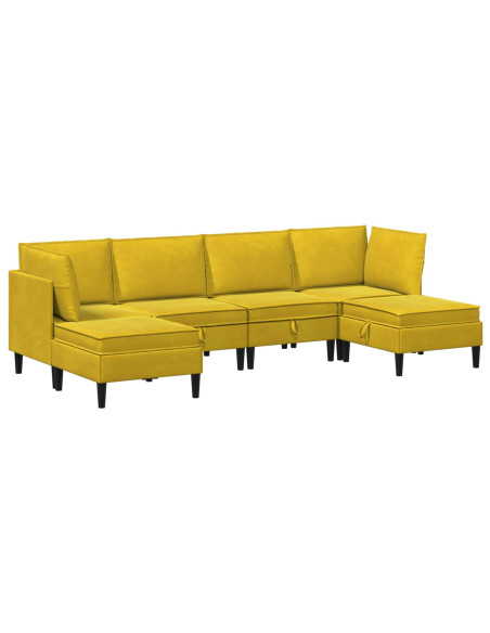 Set di mobili per il soggiorno con cuscino 6 pcs Giallo Velluto