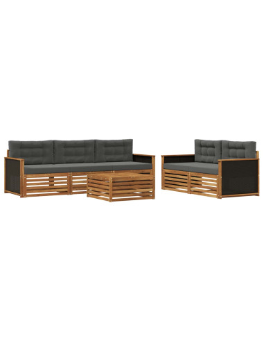 Set di divani da esterno 6 pcs Naturale e Antracite