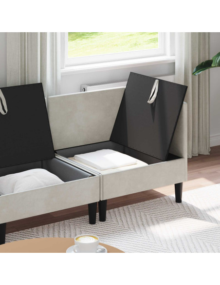 Set di mobili per il soggiorno con cuscino 4 pcs Crema Velluto