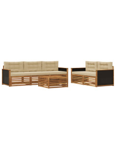 Set di divani da esterno 6 pcs Naturale e Beige 2