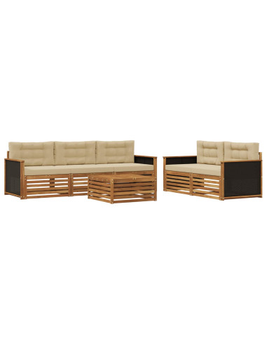 Set di divani da esterno 6 pcs Naturale e Beige