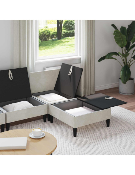Set di mobili per il soggiorno con cuscino 4 pcs Crema Velluto