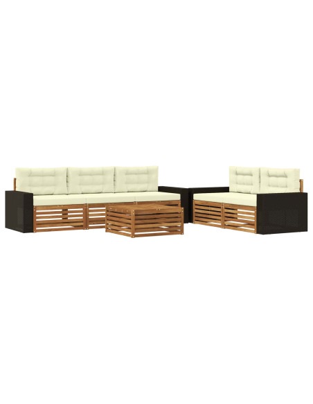 Set di divani da esterno 6 pcs Naturale e Crema