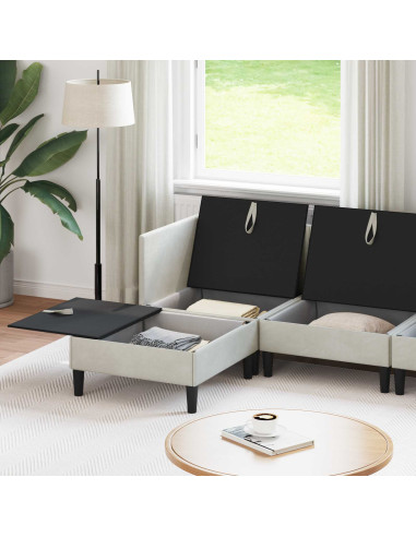 Set di mobili per il soggiorno con cuscino 6 pcs Crema Velluto