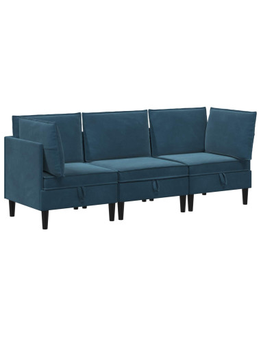 Set di mobili per il soggiorno con cuscino 3 pcs Blu Velluto