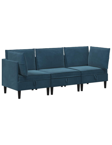 Set di mobili per il soggiorno con cuscino 3 pcs Blu Velluto