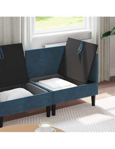 Set di mobili per il soggiorno con cuscino 3 pcs Blu Velluto