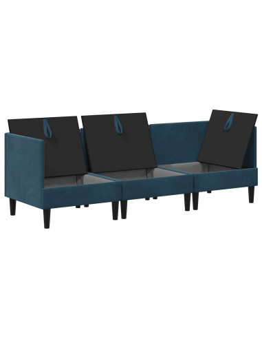 Set di mobili per il soggiorno con cuscino 3 pcs Blu Velluto