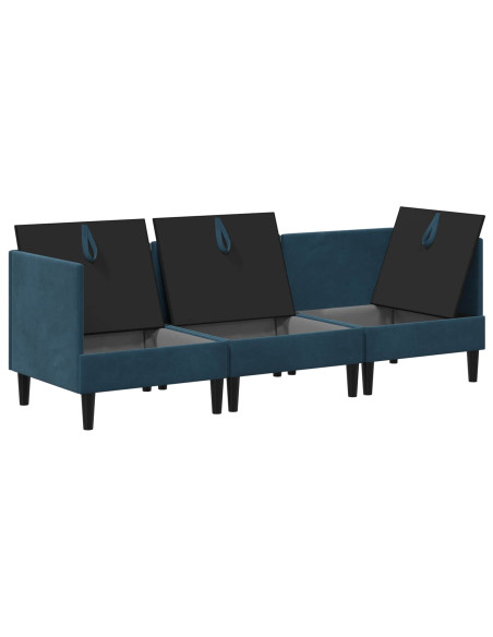 Set di mobili per il soggiorno con cuscino 3 pcs Blu Velluto