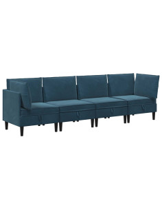 Set di mobili per il soggiorno con cuscino 4 pcs Blu Velluto 2