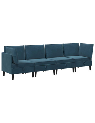 Set di mobili per il soggiorno con cuscino 4 pcs Blu Velluto